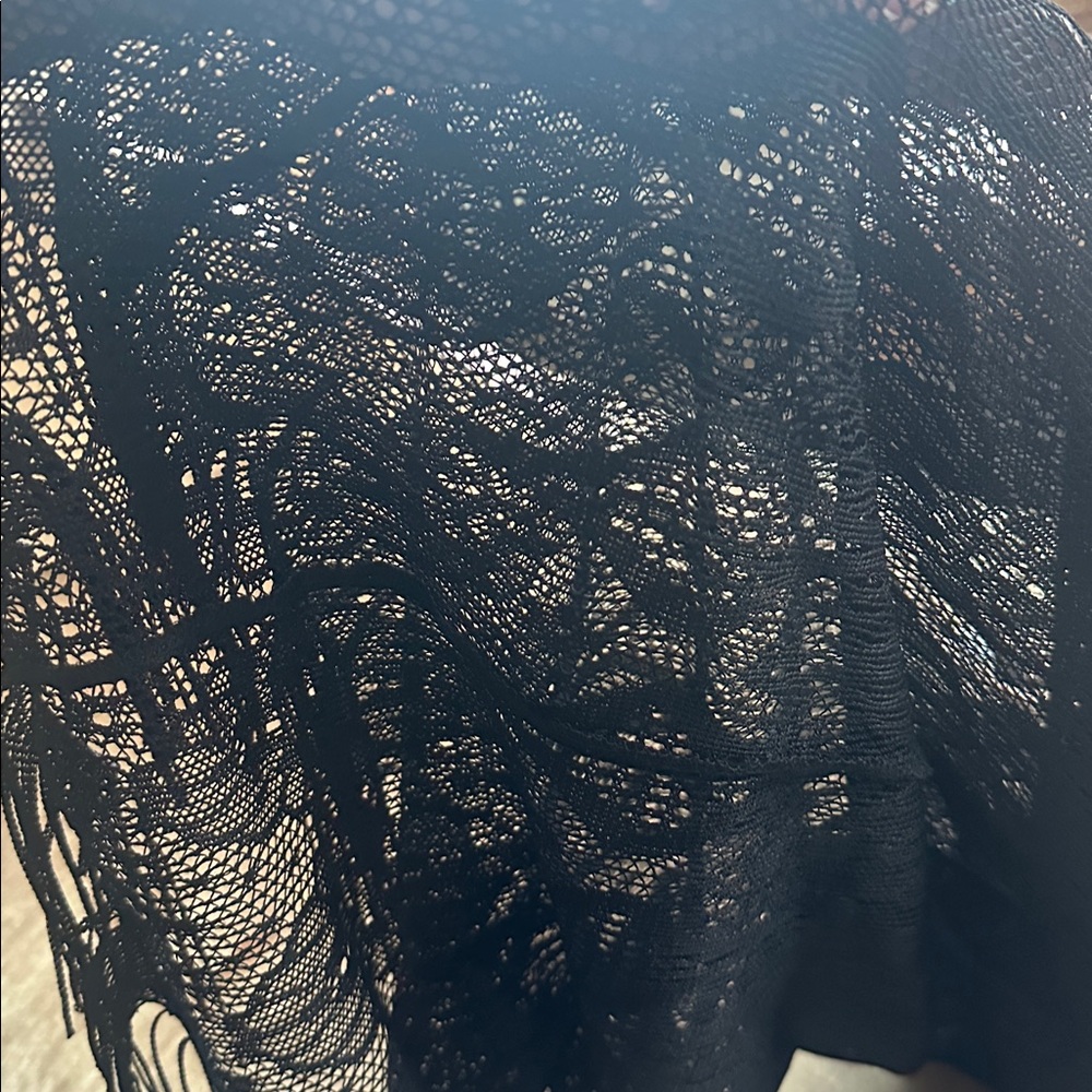 Lined Lace fabric  Rayon Mix Cocktail Party Little Black dress Fringes hem - Picture 15 of 16